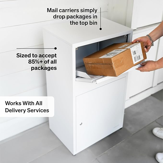 Adoorn Package Delivery Boxes for Outside, Large 36 x 20.5 x 15 (HxWxD) Security Package Box, Free Standing Anti-Theft Parcel Drop Box - Curb Yellow