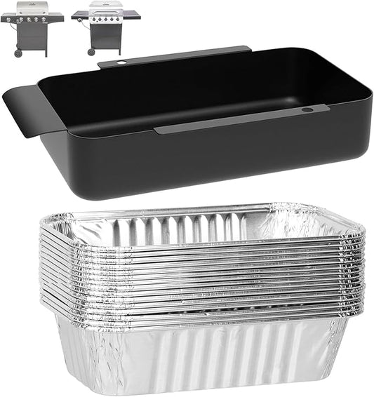 G416-0015-W1 Grease Tray Replacement for Charbroil 463331221 463242716 463365021 463234513 9328812P06 463344523, G325-5703-W1 Grease Catcher for CharBroil Performance with Aluminum Drip Liners,10PCS