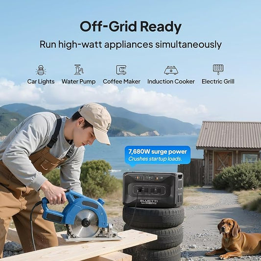BLUETTI Apex 300 Solar Generator (2025 New) with 350W Solar Panel, 2764.8Wh LFP Battery Backup with 6 3840W AC Outlets (7680W Surge), 120V/240V Dual Voltage, Ideal for Camping and Off-Grid Living