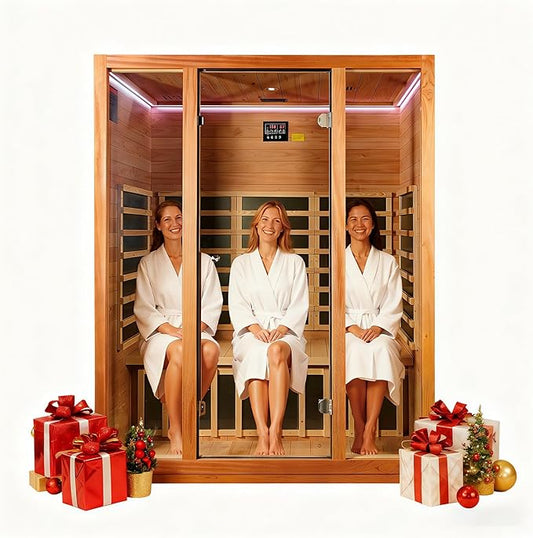 3 Person Infrared Sauna for Home, Low EMF, 7 Color Lighting, Immersive Bluetooth Speakers, Indoor Dry Sauna for Family Relaxation, 59.06" x 35.43" x 74.8",1960W/120V