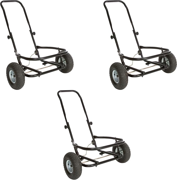 Miller 3-Pack Muck Cart Utility Wagon, 70-Quart Tub Compatible, 350-Pound Capacity – Foldable Two-Wheel Farm & Ranch Transport with Adjustable Handle, Pneumatic Tires, and Kickstand, CA500