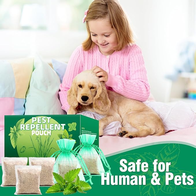 Spider Repellent for Indoor, 24 Pcs Natural Peppermint Oil Spider Deterrent Pouches Spiders Roach Ant Away, Pest Control Spider Repellant Solution for House Garage Patio Attic, Family & Pet Safe