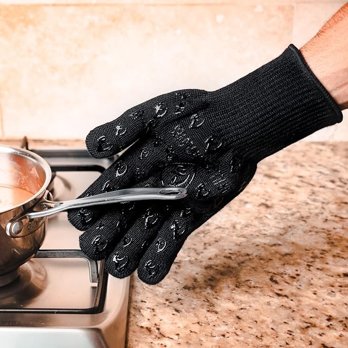 Grill Armor Oven Gloves – 932°F Heat, Fire & Cut Resistant Mitts for BBQ, Grill, Cooking, Grilling, Baking, Smoker & Fire Pit