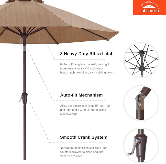 ABCCANOPY OLEFIN® 5-Year No Fading 9FT Patio Umbrella, Outdoor Table Umbrella with 8 Sturdy Ribs for Deck, Backyard, Picnic (Green)
