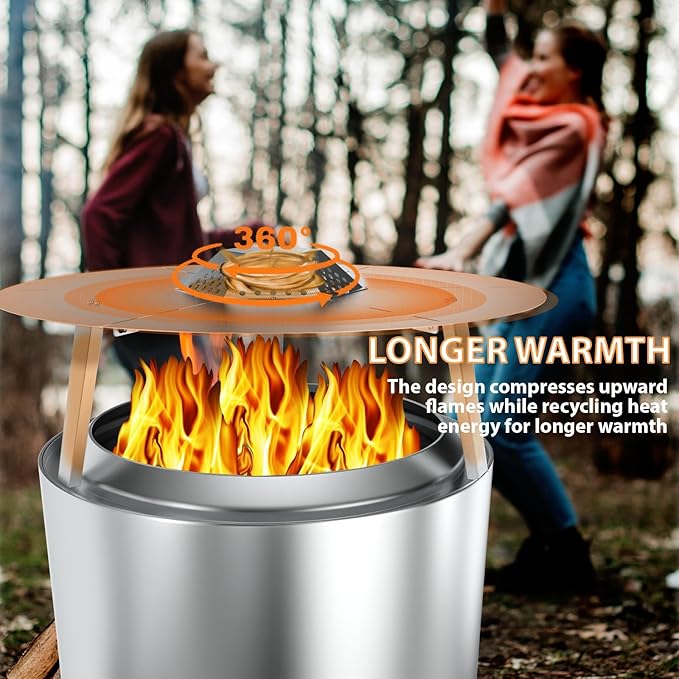 BQMAX FirePit Heat Deflector for Solo Stove Yukon 27", Portable Heat Diffuser with Carrying Handles for Solo Stove Yukon, 27 Inch Stainless Steel Heat Deflector for Solo Stove Yukon Accessory