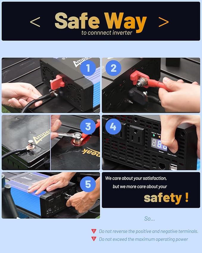 Ampeak 2000W Inverter, Car Power Inverter 12V to 120V, 89.37% High Efficiency Modified Sine Wave Inverter, 3 AC Outlets Dual USB 5V 3.1A, Surge 4000W Remote Controller for Vehicles, Truck, RV, Home