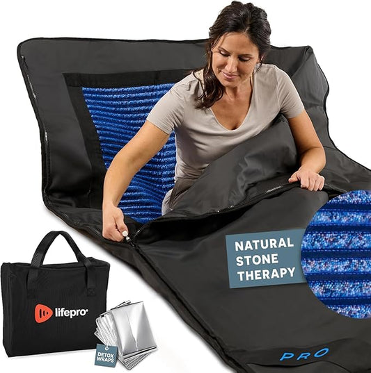 Lifepro Infrared Sauna Blanket for Detox & Relaxation – Low EMF Carbon Fiber Heating, 9 Temp Levels, 5 Colors – Portable Full Body Sauna Blanket Infrared with Waterproof Interior & Carry Bag