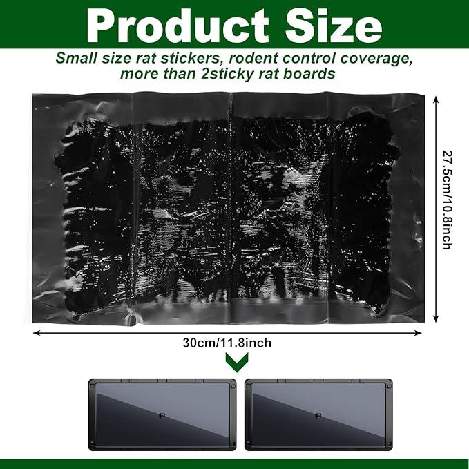 Qualirey 8 Pcs Large Sticky Mouse Glue Traps Black Sticky Rat Trap That Work for Rats Roaches Rodents Heavy Duty Pre Baited Mats Indoor Outdoor Catch Pest (11.8 x 11 Inch)