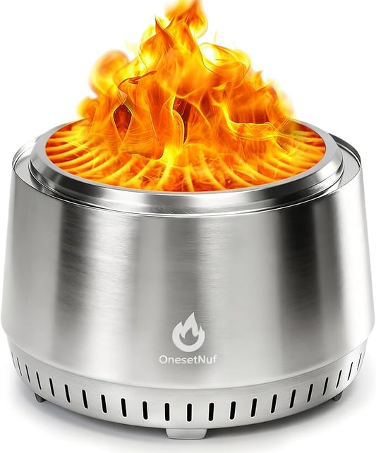 Smokeless Fire Pit 21", for Outdoor Patio & Backyard, Dual Airflow Secondary Combustion, Stainless Steel Firepit with Detachable Ash Pan, Clean Burn, Portable for Camping & Gatherings