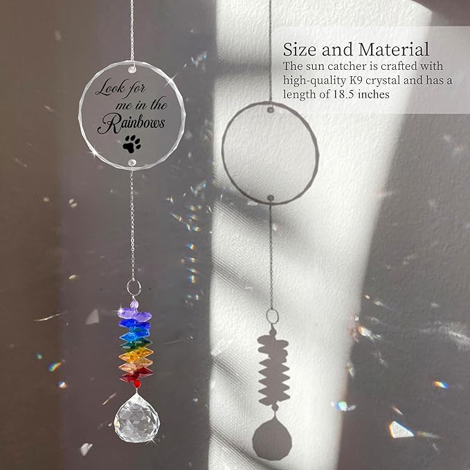 GIFTELIX Pet Memorial Suncatcher - Pet Memorial Gift - Dog Cat Loss Sympathy Gift - Rainbow Crystal Prism - Bereavement Keepsake - Daily Remembrance - Suncatcher Ornament