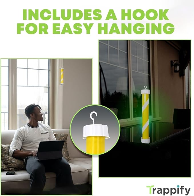 Glow-in-The-Dark Fly Stick by Trappify: Premium Indoor & Outdoor Fly Traps | Water-Resistant Sticky Trap for Fruit Fly Traps for Indoors, Gnat Traps for House Indoor, and Fly Trap Indoor (8 Pack)