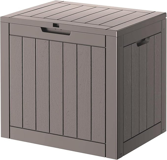 NUNU LAB 35 Gallon Outdoor Storage Box Waterproof, Outside Package Delivery Deck Boxes with Lockable Lid, Backyard Storage Bin For Garden Tools, Patio Cushions, Pool Accessories, Gray