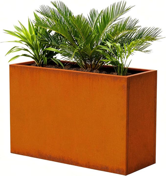 Corten Steel Metallic Heavy Planter 36" x 15" x 24" for Outdoor Plants Metal Outdoor Planter Spliced Flower Box with Partitions for Outside,Indoor,Garden (Corten, 36 * 15 * 24)
