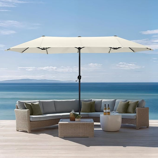 Sophia & William 13ft Outdoor Patio Umbrella for Table, Large Double-sided Umbrella for Garden, Deck, Pool, Ivory White