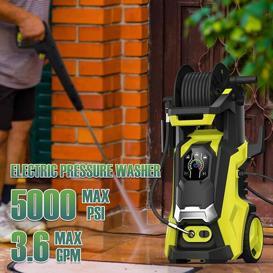 Pressure Washer Power Washer with Touch Screen and Foam Cannon, 5000PSIIMAX, High Pressure Cleaning Machine for Cars, Fences, Patios, Decks and Driveway