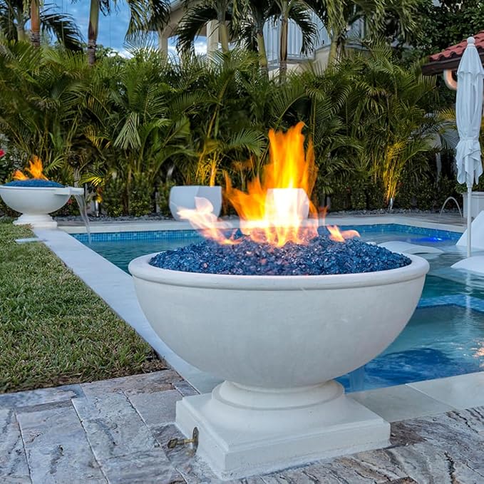 Fire Glass for Propane Fire Pit, 1/2 Inch High Reflective Fireplace Glass Rocks for Fire Pit Table, Fire Pit Glass Rocks for Outdoor Fire Table and Landscaping, 5 lbs, Cobalt Blue