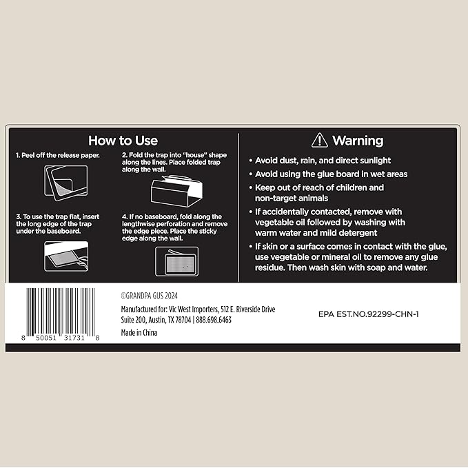 Grandpa Gus's Mouse & Insect Glue Board Traps, Extra-Long Foldable Pre-Baited Sticky Traps for Mouse, Roach, Spider, Ant & Fly, 9.25" x 5.25", Pack of 36