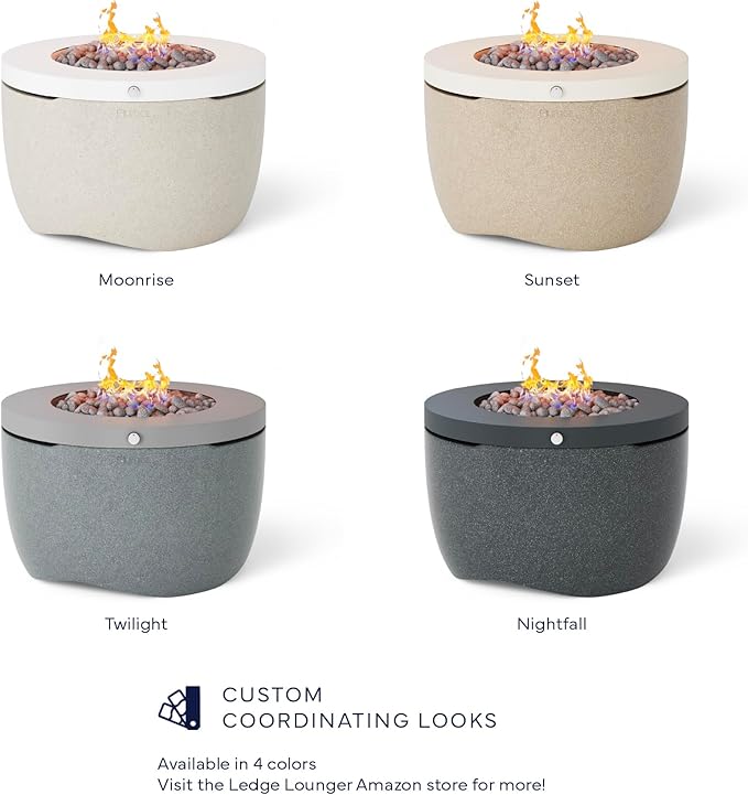 Ledge Lounger Halo Firepit - Smokeless Outdoor Fire Pit Table - 70,000 BTUs Propane Connector and Lava Rocks Included - All Season Heavy Duty (Sunset)