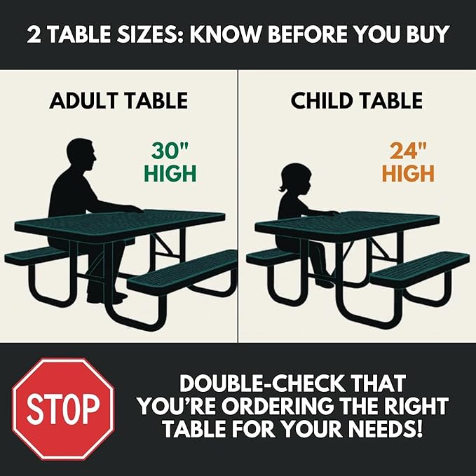 COATEDOUTDOORFURNITURE Heavy-Duty Portable Outdoor Kids Table with Umbrella Hole, Expanded Metal Kids Picnic Table, Commercial-Grade, Made in America (46 in, Round, Childrens, Textured Gold Vein)