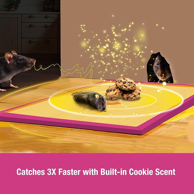 ZingZap Sticky Mouse Traps Glue Boards 13-PK, 3X Faster Catch with Built-in Cookie Scent, Extra-Heavy Fiber Glue Traps for Rats & Mice, Crawling Pests, 100% Biodegradable, Indoors Home & Commercial