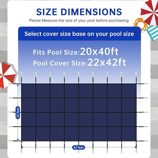 Swimming Pool Safety Underground Pool Cover, Swimming Pool Safety Cover, Cold Resistant Pool Cover 20' X 40' Contains All Hardware for Installation, Sturdy and wear-Resistant, Green