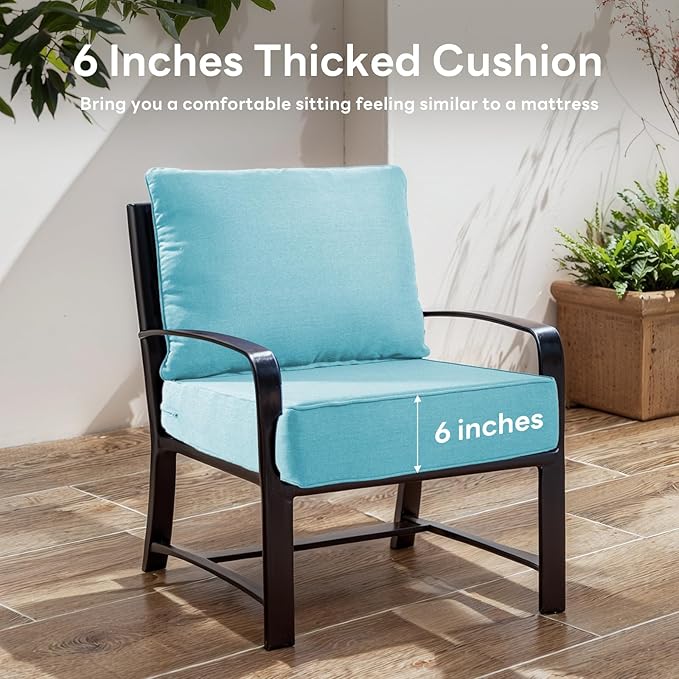 6" Thicker Outdoor Chair Cushion 10 Sets - 24" *24" *6" Waterproof Patio Furniture Cushions with Removable Cover, 28D High Density Sponge Filling Thicken Outdoor Patio Cushions - Turquoise