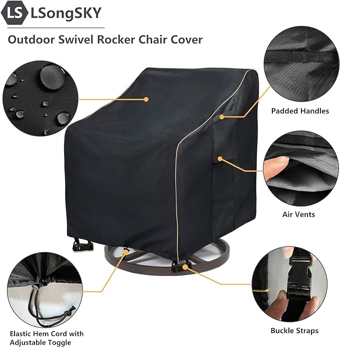 Outdoor Swivel Lounge Chair Cover 2 Pack,35 W x 37 D x 38.5 H inches,100% Waterproof Heavy Duty Outdoor Chair Covers,Patio Furniture Cover for Swivel Patio Lounge Chair,Black