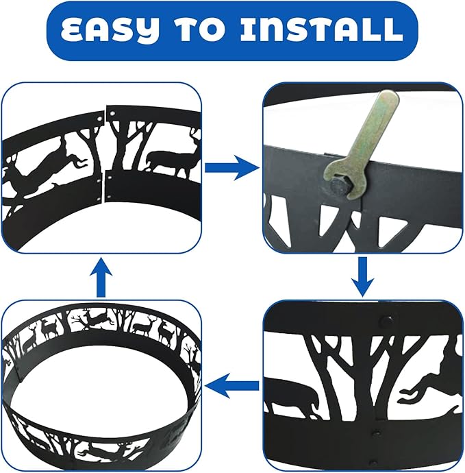 Fire Pit Ring Heavy Duty: 36X9Inch Smokeless Steel Insert for Outdoor Camping Garden Patio Backyard