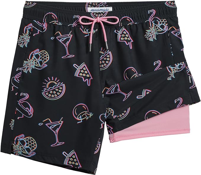maamgic 2 in 1 Mens Swim Trunks 7 Inch Swim Shorts Swim Suits Board Shorts