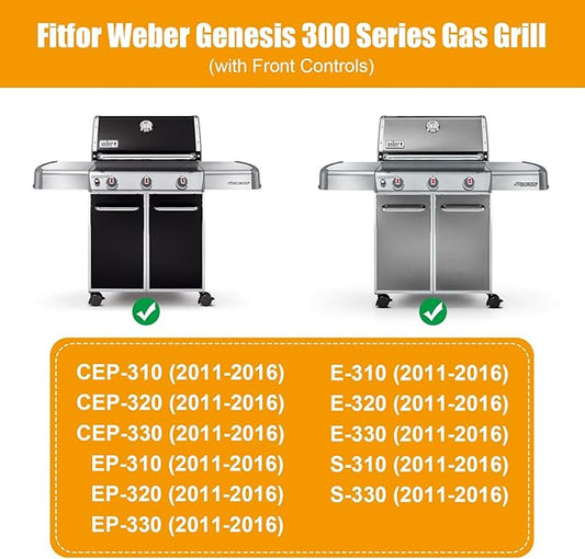 7620 Flavorizer Bars and 7622 Heat Deflector for Weber Genesis 300 Series E320, S310, E310, S330, E330, S-310, S-320, S320 with Front Control Grills, Replacement Parts for Weber 7621 65505,17.5 Inch