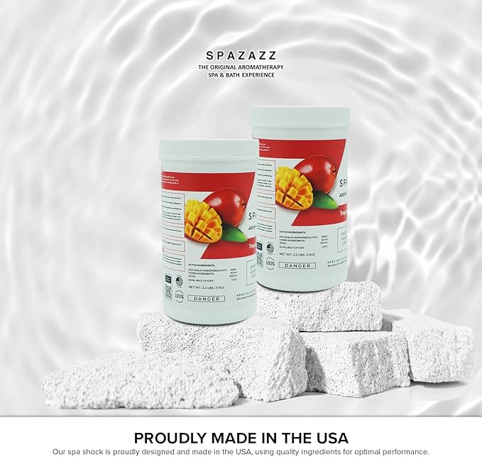 Spazazz Aroma Scented Non Chlorine Spa Shock for Hot Tubs Chlorine Free Oxidizer Treatment. Water Clarifier with Potassium Monopersulfate - Professional Grade- Tropical Paradise 2.2lb