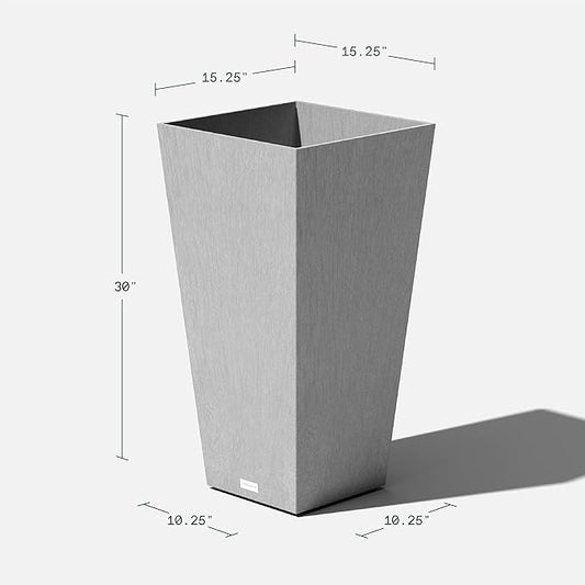 Veradek V-Resin Indoor/Outdoor Taper Planter, Set of 2 (30 inch, Grey)