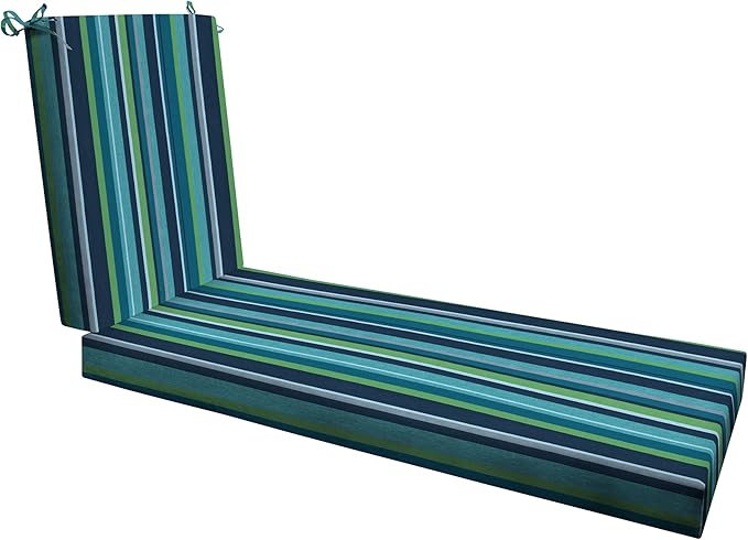Honeycomb Outdoor Heritage Chaise, 22.5" W x 70" L, Stripe Poolside Chair Cushion for Patio Furniture