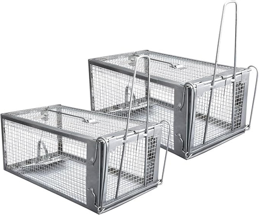 Gingbau 2-Pack Rat Traps Live Chipmunk Trap Cages for Indoor and Outdoor Use