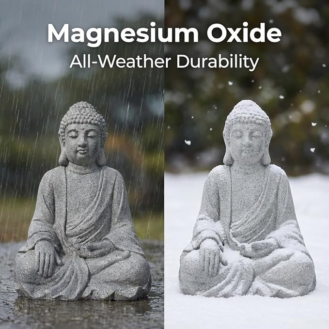 JXNCJXZG Buddha Statue Outdoor Indoor 19.29" Large Sized Buda Zen Decor Sitting Meditating Buddha Statue for Yard Garden Patio Deck Home, Single-Legged Buddha