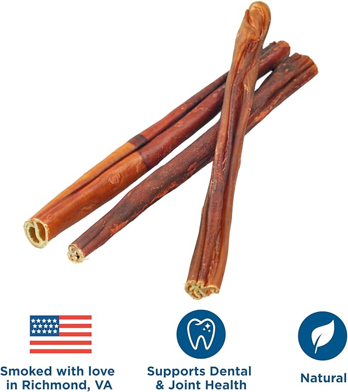 Best Bully Sticks Smoked Bully Sticks with Collagen for Dogs - 10-12 Inch, 5 Count (Pack of 1) - Natural, Grain Free Dog Chews - Large, Long-Lasting Treats for Aggressive Chewers