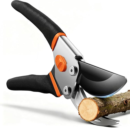 Bypass Pruning Shears for Gardening, 8.5" Professional Hand Pruners, Garden Clippers Heavy Duty Pruning Scissors for Trimming Plant Flower Branch, 【SK5 Steel Blade】【Ergonomic】【Built-in Spring】