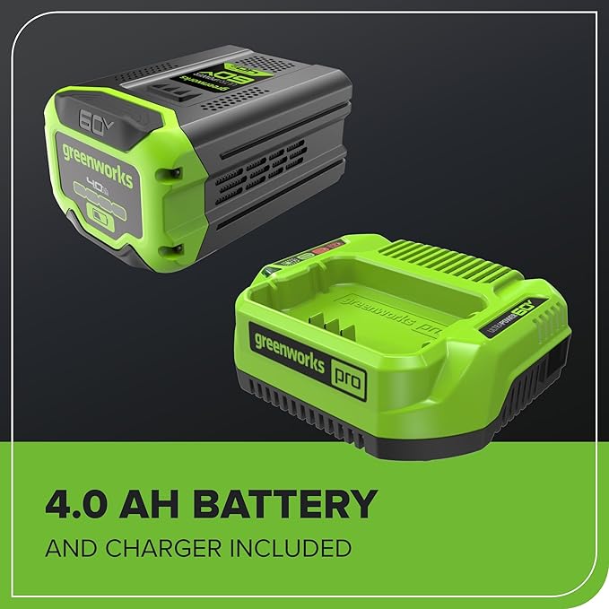 Greenworks 60V 17" Brushless (Push) Mower + 60V 13" String Trimmer, 4.0Ah Battery and 3A Charger