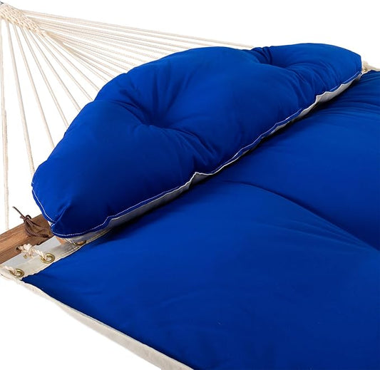 Nags Head Hammocks Royal Blue Sunbrella Tufted Hammock – 13 ft. x 55 in., 2-Person, 450 lb Capacity, Detachable Pillow, Cumaru Spreader Bar, Galvanized Hardware, Handcrafted in The Carolinas