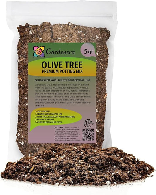 Premium Potting Mix for Olive Trees by Gardenera - Maximized Nutrient Retention and Growth Potential - 5 Quart