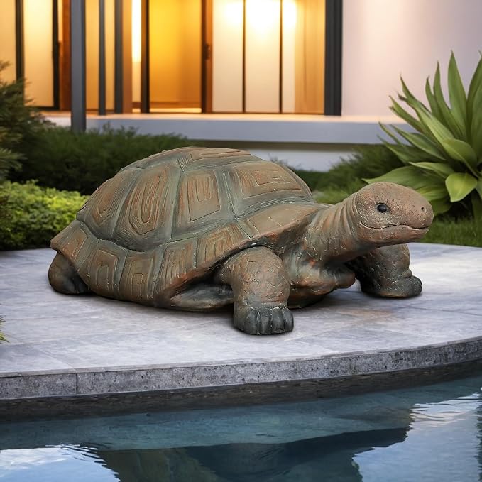 SKYFIRE Turtle Statues for Garden - 34.2” x 18.1” x 11.4” Fiber Reinforced Concrete Figurine Statue, Garden Sculptures & Statues Decor for Outdoors, Lawn, Yard - Outdoor Ornaments Gardening Gifts