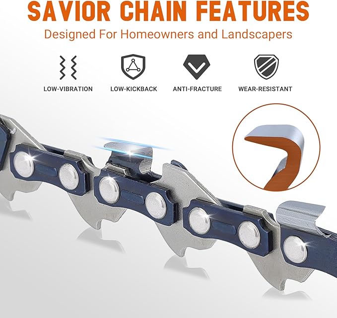 Savior 3Pcs 14 Inch Chainsaw Chain 3/8" LP Pitch .043" Gauge 52 Drive Links for EGO CS1400 CS1401 Makita XCU03 XCU04 XCU08 KOBALT KCS 4040-06 Worx WG384.9 for Makita E-00228, R52