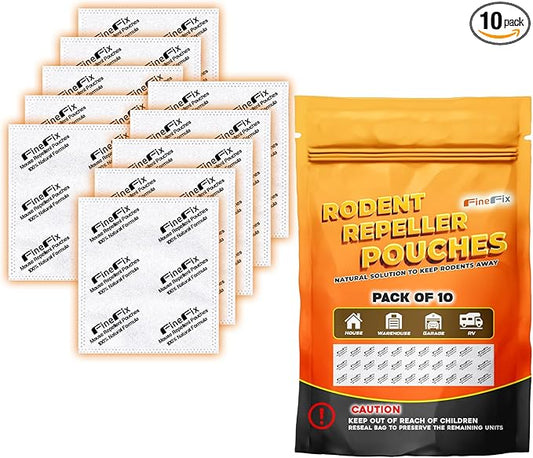 FineFix Rodent Repellent Pouches, 10 Pack Natural Peppermint Mouse Repellent Pouch, Rodent-Repelling Pouches Help Get Rid of Mice and Rats for Indoor and Outdoor Use in Home, Garage, RV, Barn, Boat
