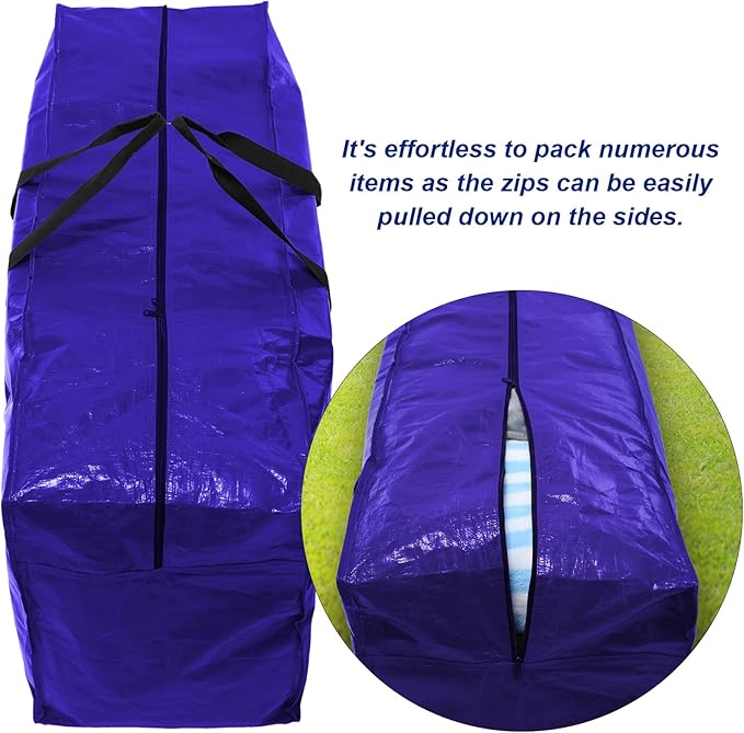 Windyun 4 Pack 57 Gallon Extra Large Storage Bags XXL Moving Bags with Zipper Handles Heavy Duty Jumbo Big Tote Box for Christmas Tree Storage 4, 5, 7.5, 9, 10, 12 ft Skeleton College Dorm(Navy Blue)