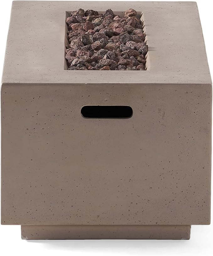 Outdoor Propane Fire Pit Table for Outside Patio, 40 Inch Concrete Fire Pit Table, Rectangle Gas Fire Pit for Garden, Pool, Backyard, 40,000 BTU