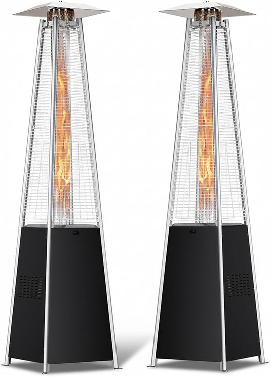 HUGROVE Pyramid Patio Heater, 48,000 BTU Rapid Heating Outdoor Propane Heater With Wheels and Weatherproof Cover, Triple Protection System for Patio, Backyard, Garden, Pool