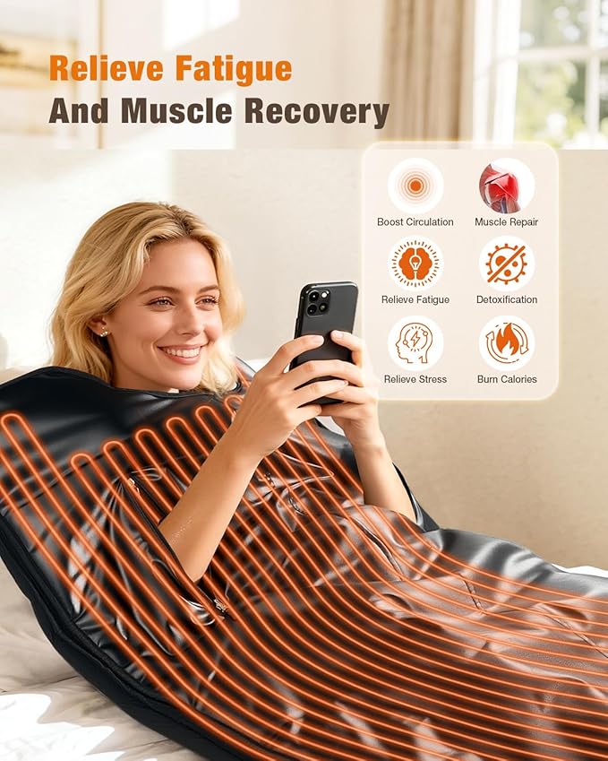 Portable Infrared Sauna Blanket, Portable Design, Relaxation and Detox Washable & Foldable with Carrying Bag and Remote Control, 88-158℉, 10-60 Minutes Timer, (6 x 2.62) FT