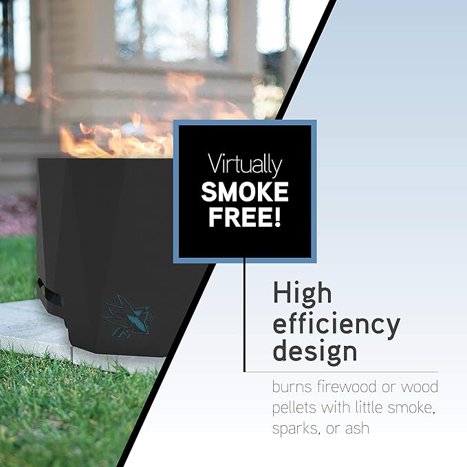Blue Sky Outdoor Living NHL New York Rangers 24” Steel Peak Patio Smokeless Fire Pit, Firewood and/or Wood Pellet Burning