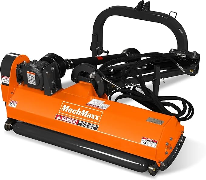 48" Inch PTO Drive 3 Point Hitch Offset Flail Ditch Bank Mower for 25-50HP Tractor, 69'' Offset Distance,60°/90° Rotation Angle, 20 Hammers, Model VAM48