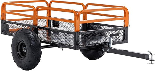 15 Cu Ft Tow-Behind Dump Cart, 1500 lbs Heavy-Duty Utility Wagon with Removable Sides and Dual Dump Controls for ATV, UTV & Lawn Tractor